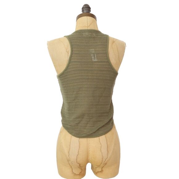 MADEWELL Crochet-Knit Cutaway Tank Top XS 'Worn Olive' Green Crewneck NWT B34 - Picture 3 of 6